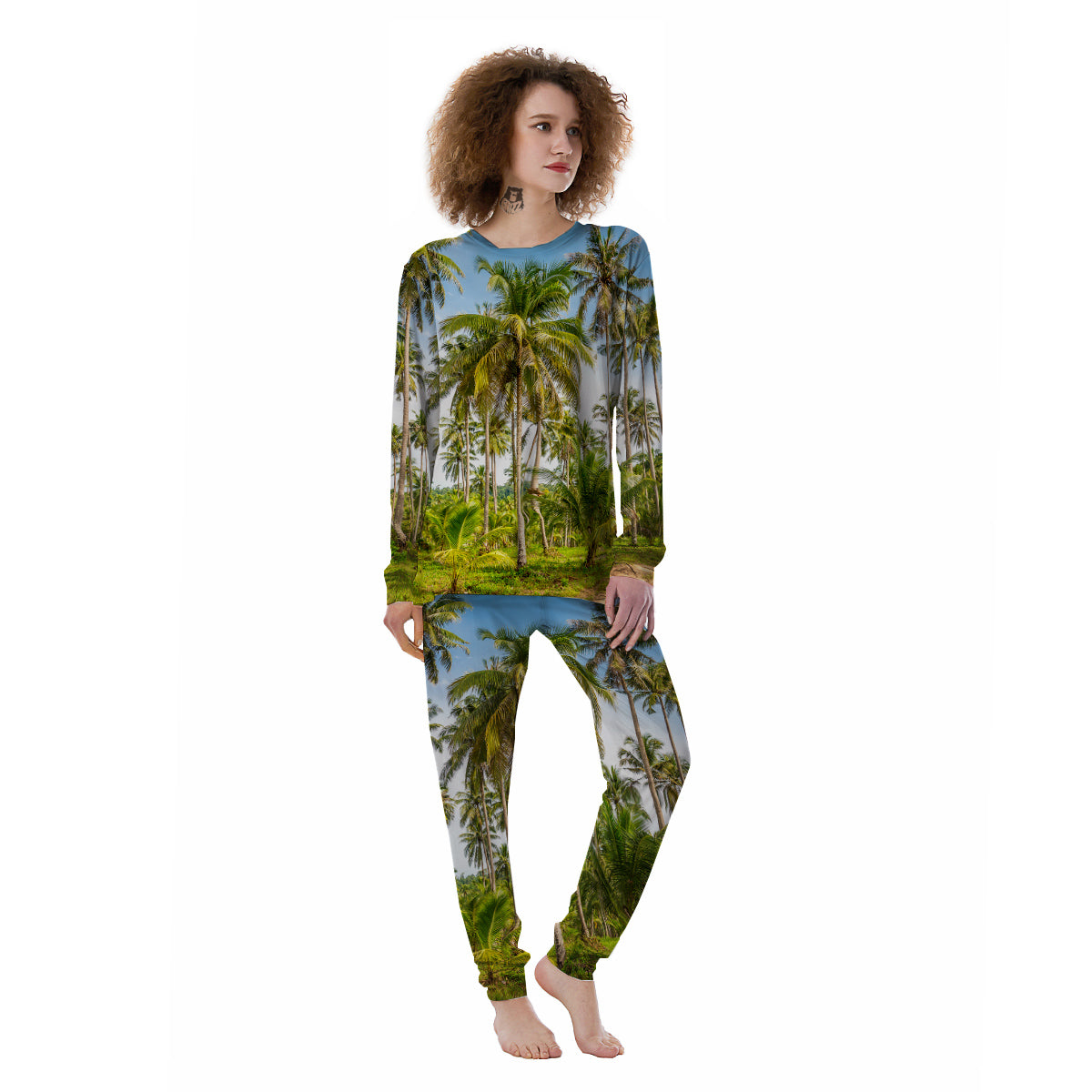 Coconut Tree Print Women's Pajamas-grizzshop