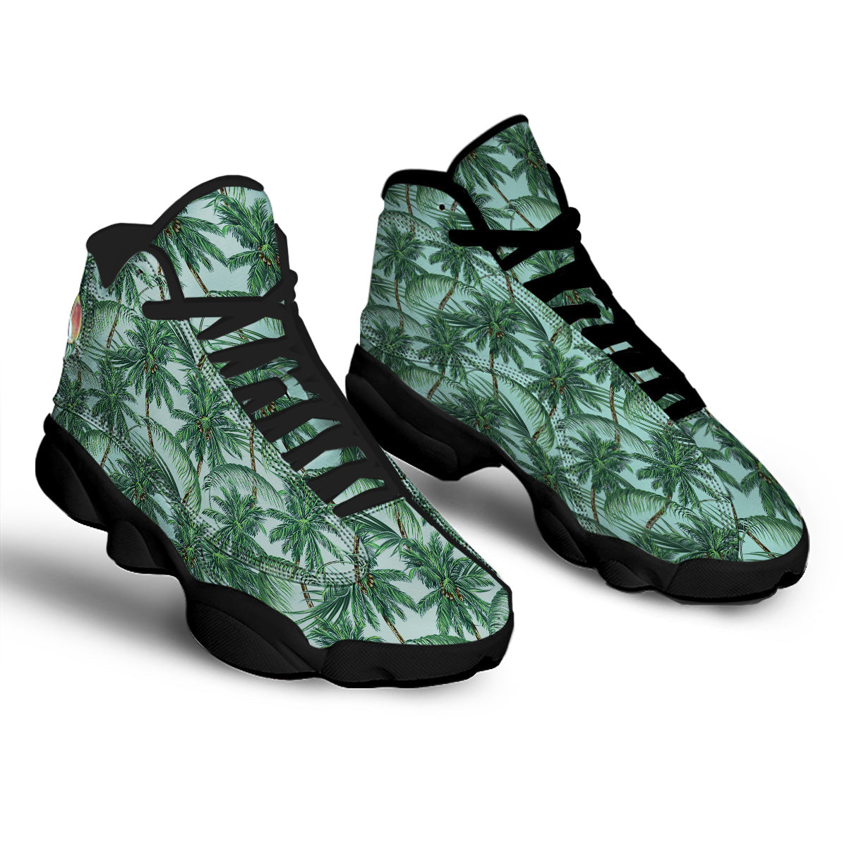 Coconut Tree Vintage Print Pattern Black Basketball Shoes-grizzshop
