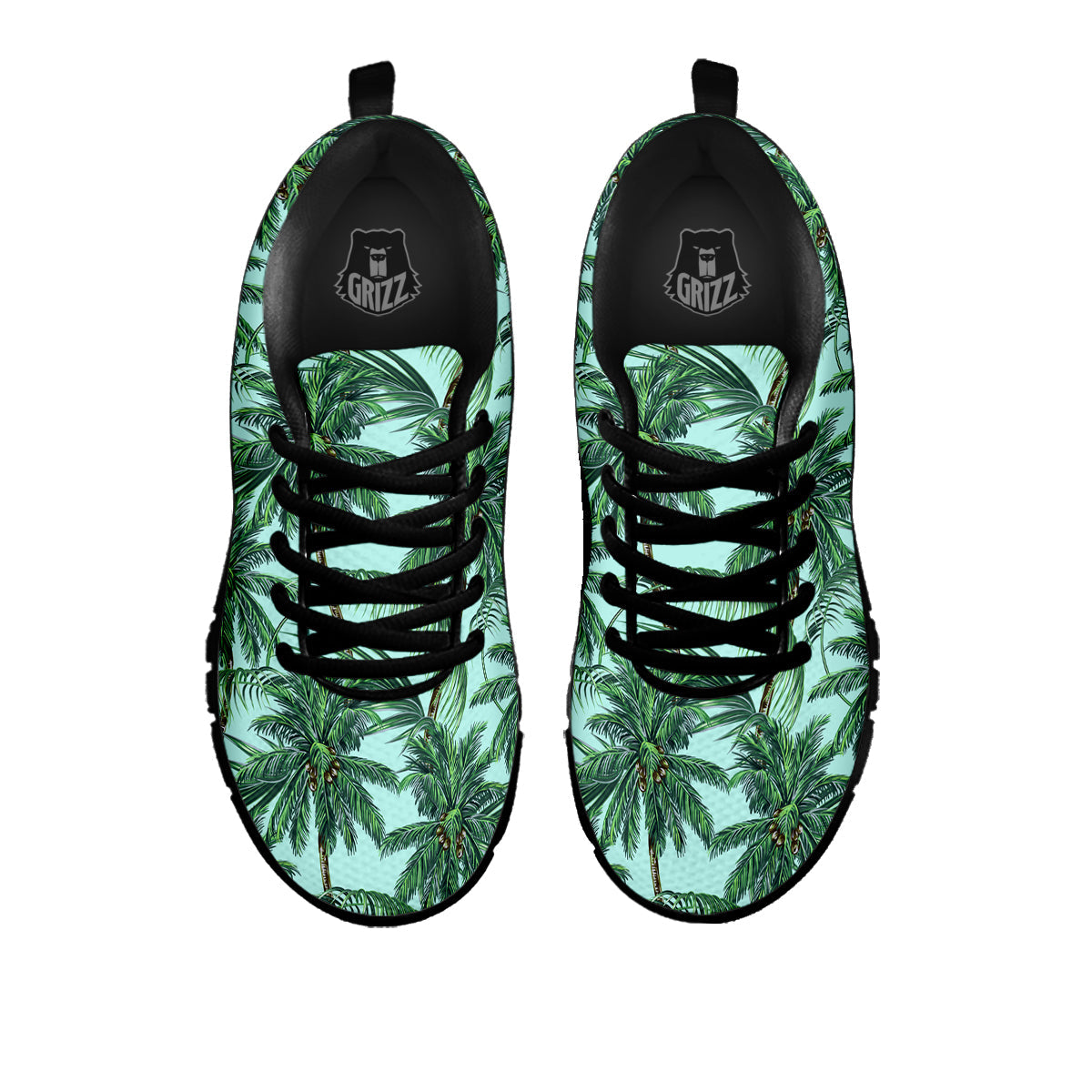Coconut Tree Vintage Print Pattern Black Sneaker-grizzshop