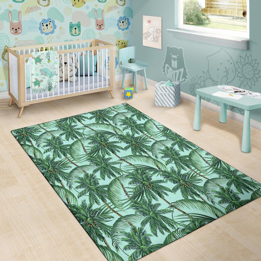 Coconut Tree Vintage Print Pattern Floor Mat-grizzshop