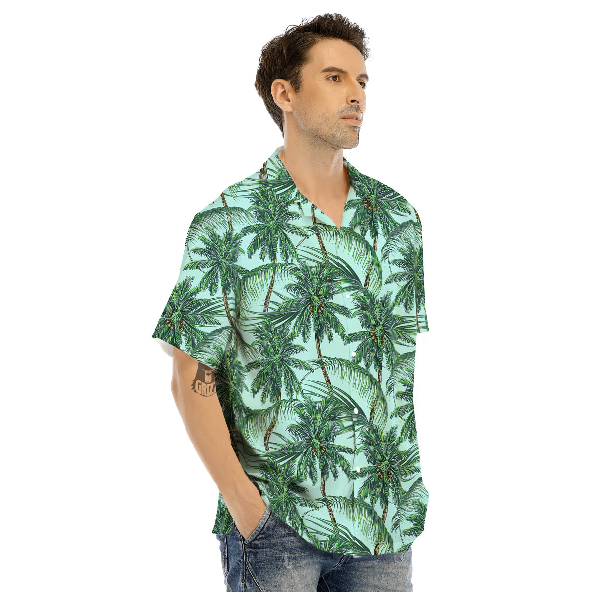 Coconut Tree Vintage Print Pattern Men's Hawaiian Shirt-grizzshop
