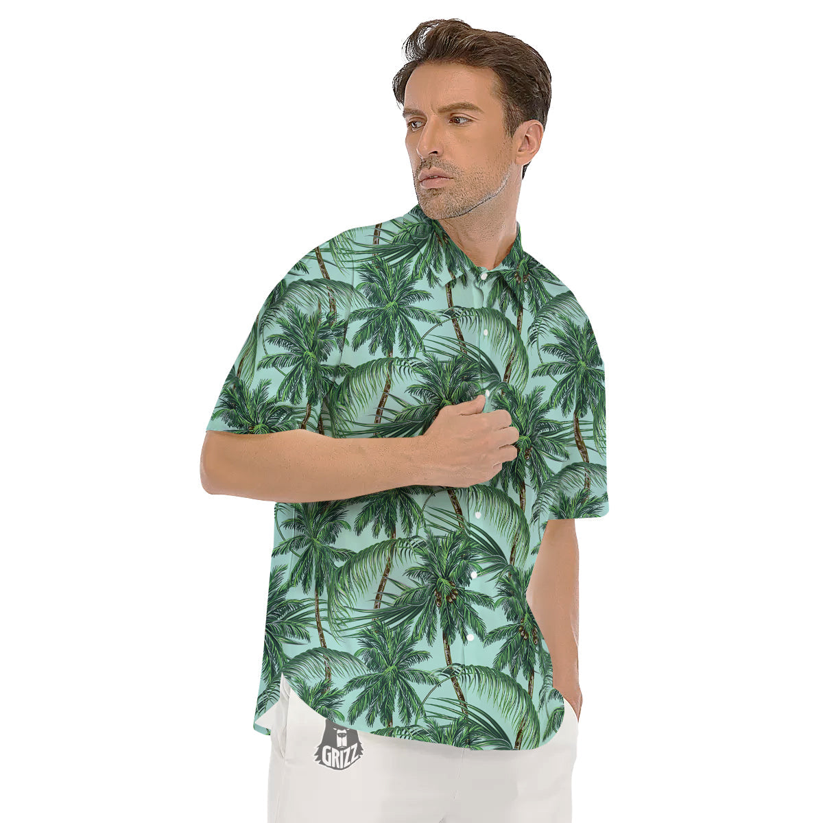 Coconut Tree Vintage Print Pattern Men's Short Sleeve Shirts-grizzshop
