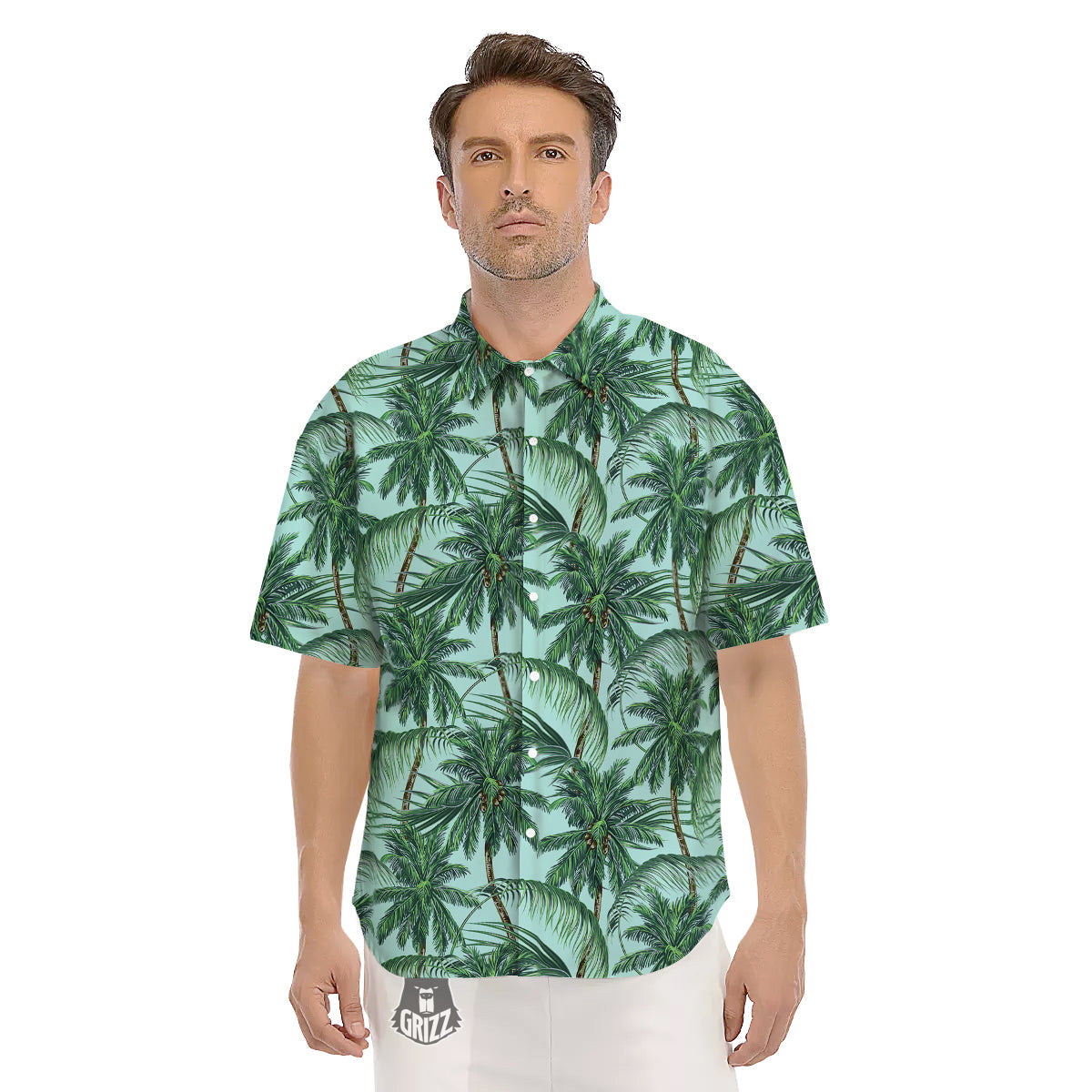 Coconut Tree Vintage Print Pattern Men's Short Sleeve Shirts-grizzshop