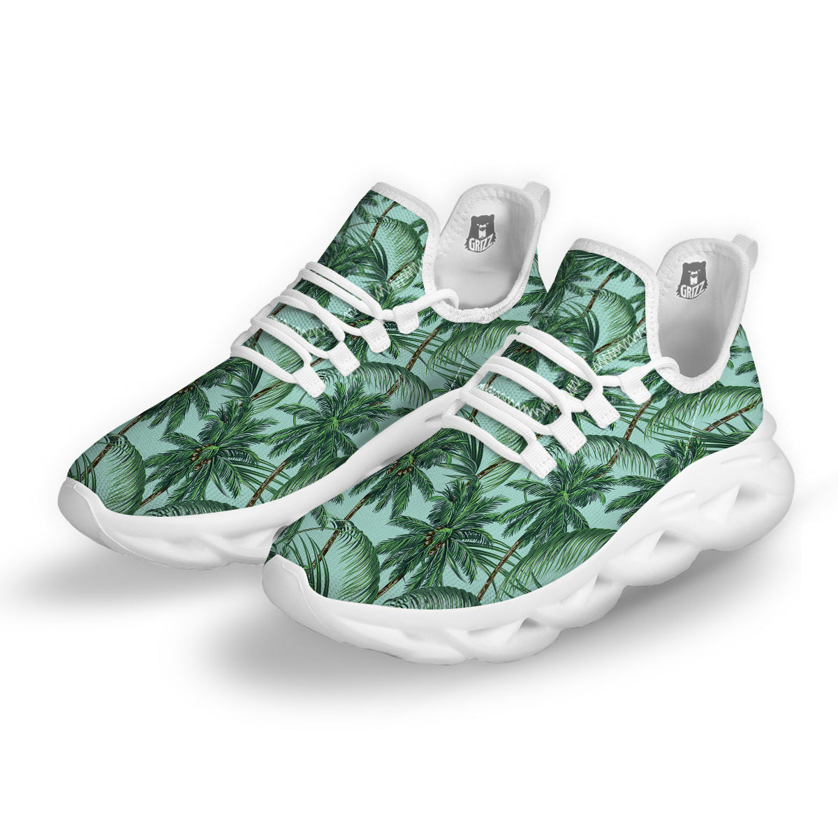 Coconut Tree Vintage Print Pattern White Running Shoes-grizzshop