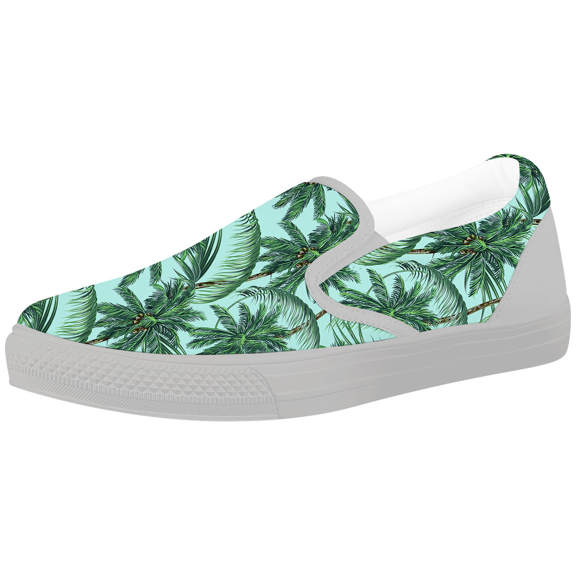 Coconut Tree Vintage Print Pattern White Slip On Shoes-grizzshop