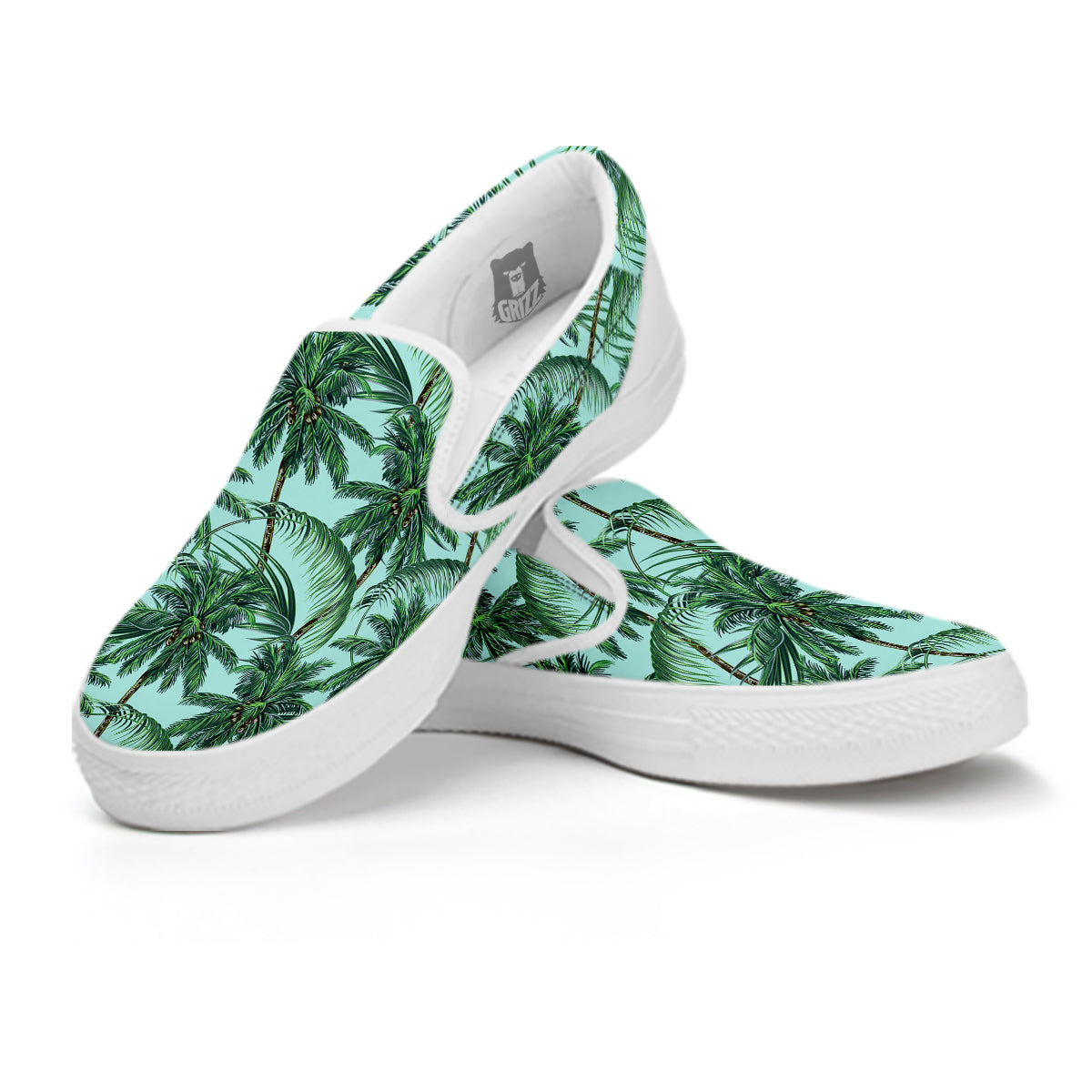 Coconut Tree Vintage Print Pattern White Slip On Shoes-grizzshop