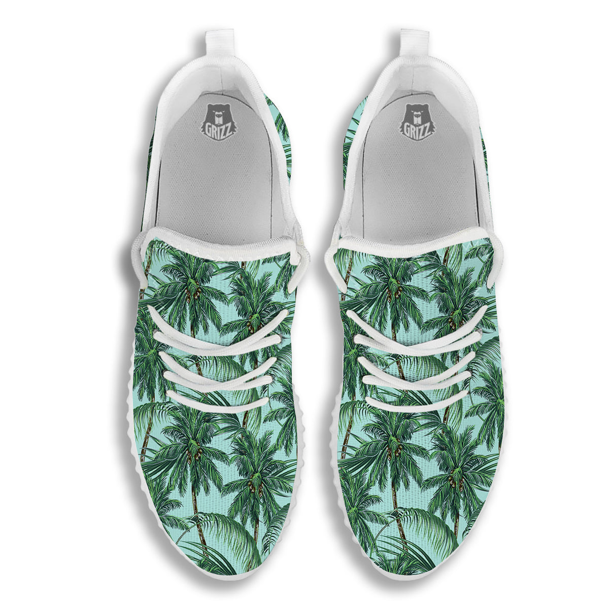 Coconut Tree Vintage Print Pattern White Walking Shoes-grizzshop
