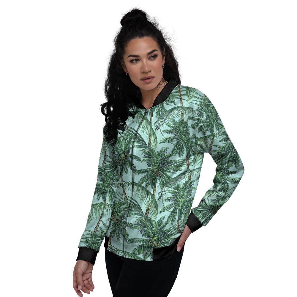 Coconut Tree Vintage Print Pattern Women's Bomber Jacket-grizzshop