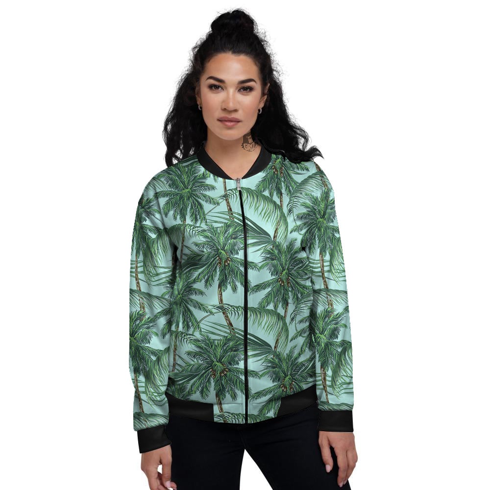 Coconut Tree Vintage Print Pattern Women's Bomber Jacket-grizzshop
