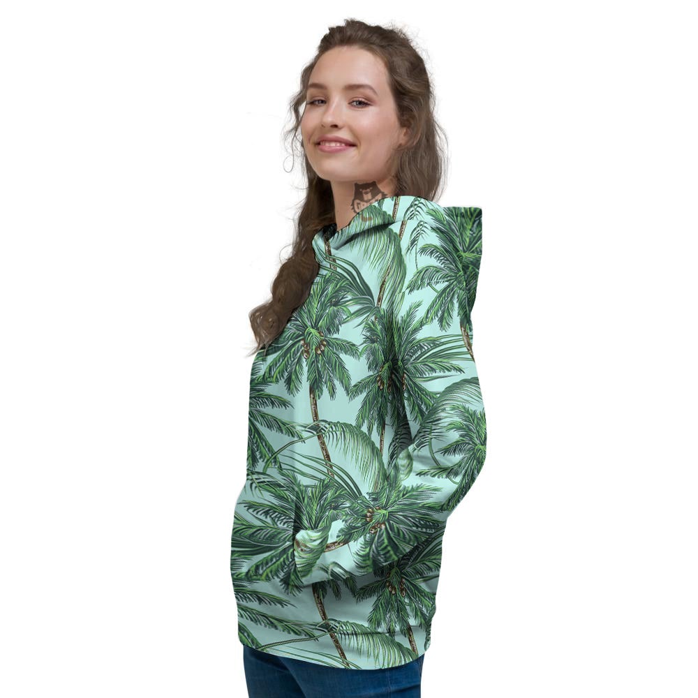Coconut Tree Vintage Print Pattern Women's Hoodie-grizzshop