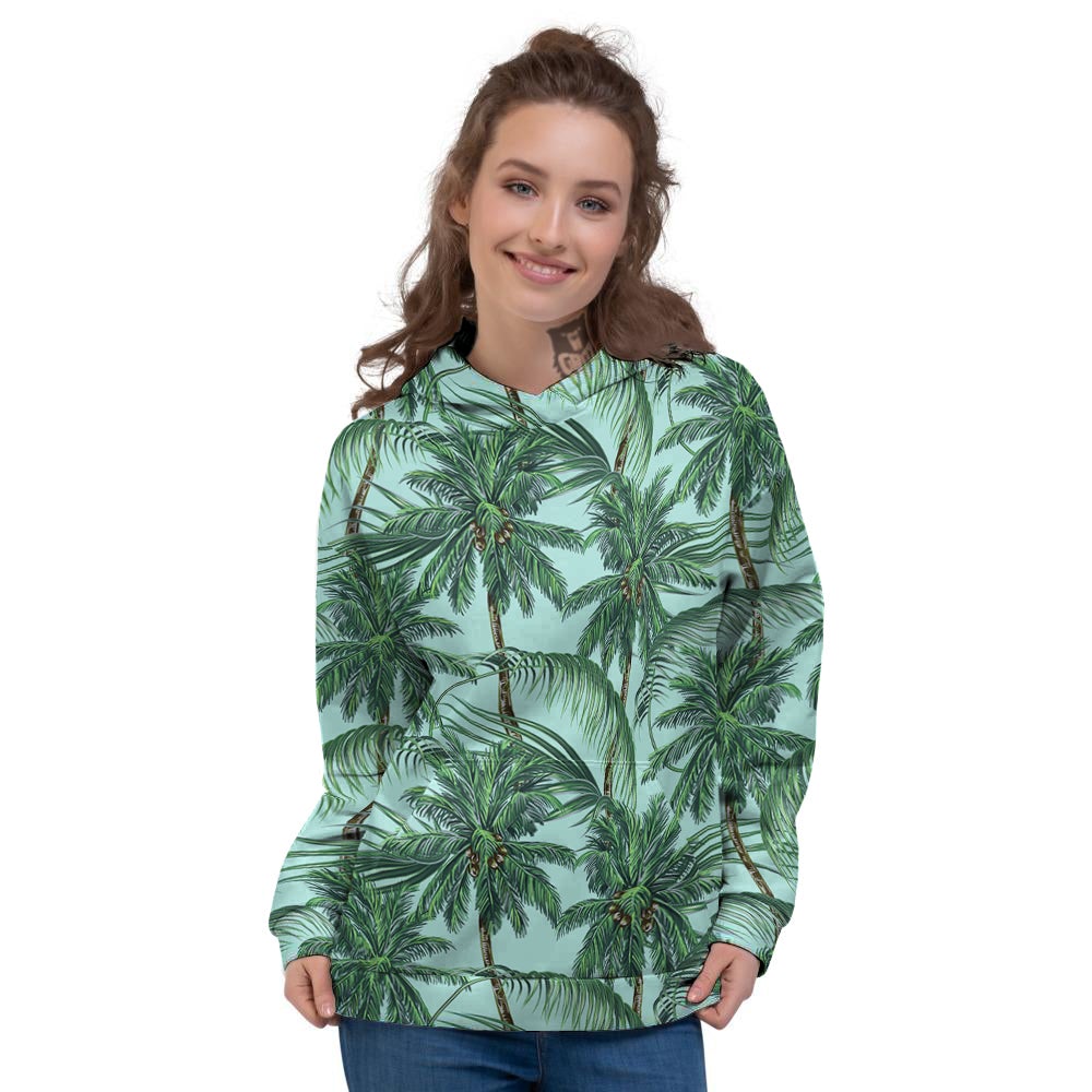 Coconut Tree Vintage Print Pattern Women's Hoodie-grizzshop