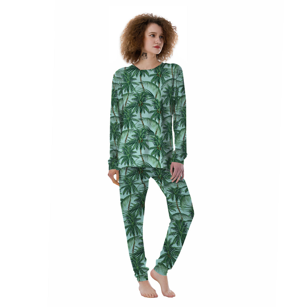 Coconut Tree Vintage Print Pattern Women's Pajamas-grizzshop