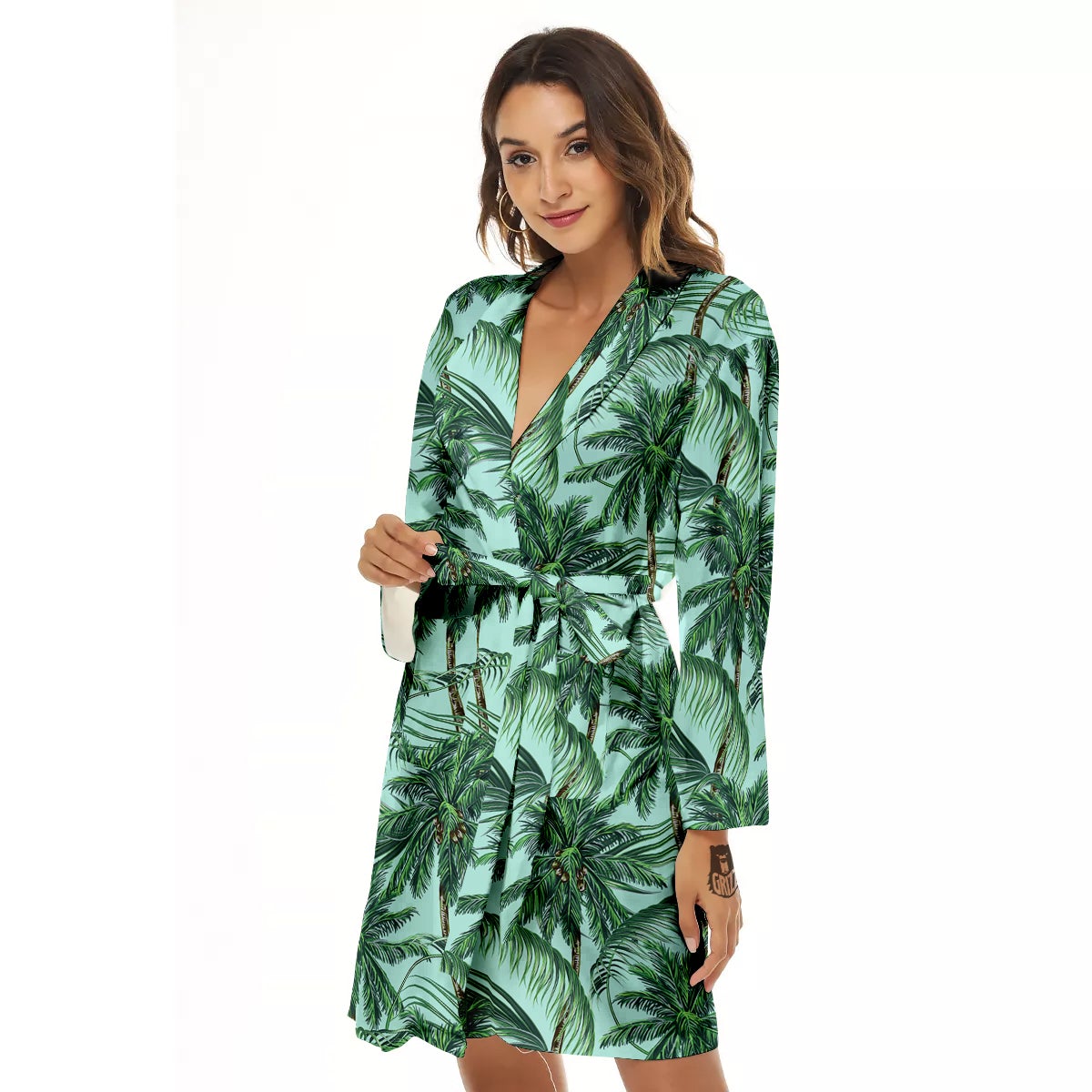 Coconut Tree Vintage Print Pattern Women's Robe-grizzshop