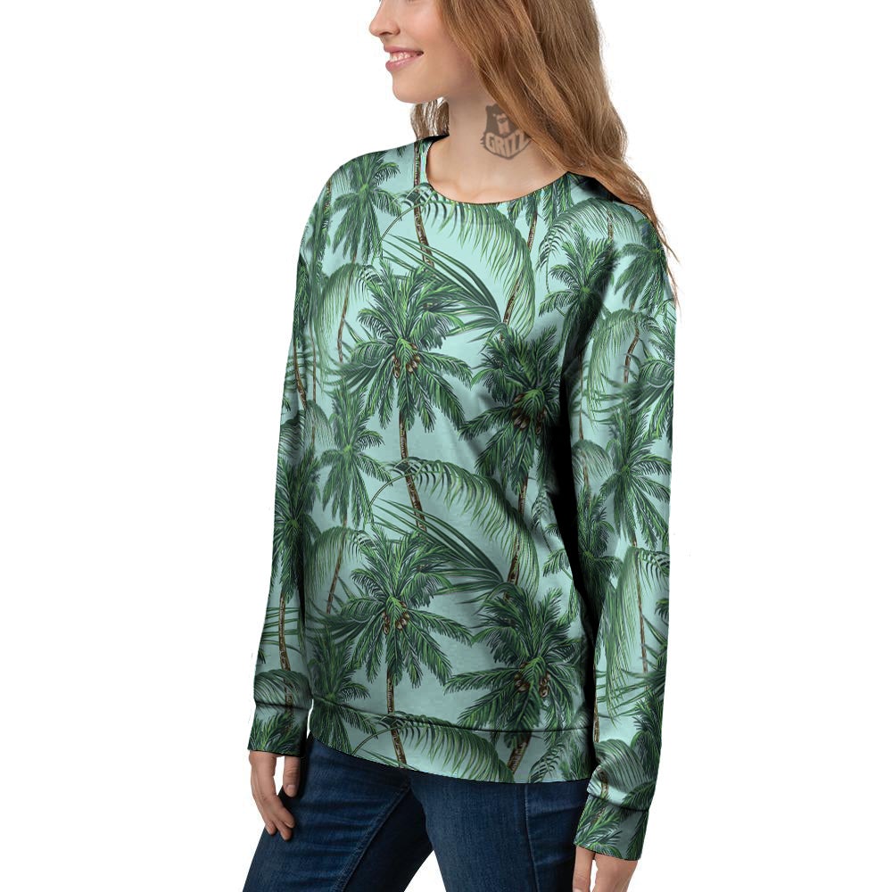 Coconut Tree Vintage Print Pattern Women's Sweatshirt-grizzshop