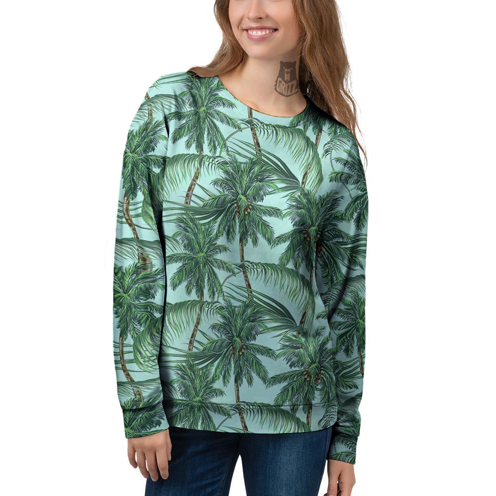 Coconut Tree Vintage Print Pattern Women's Sweatshirt-grizzshop