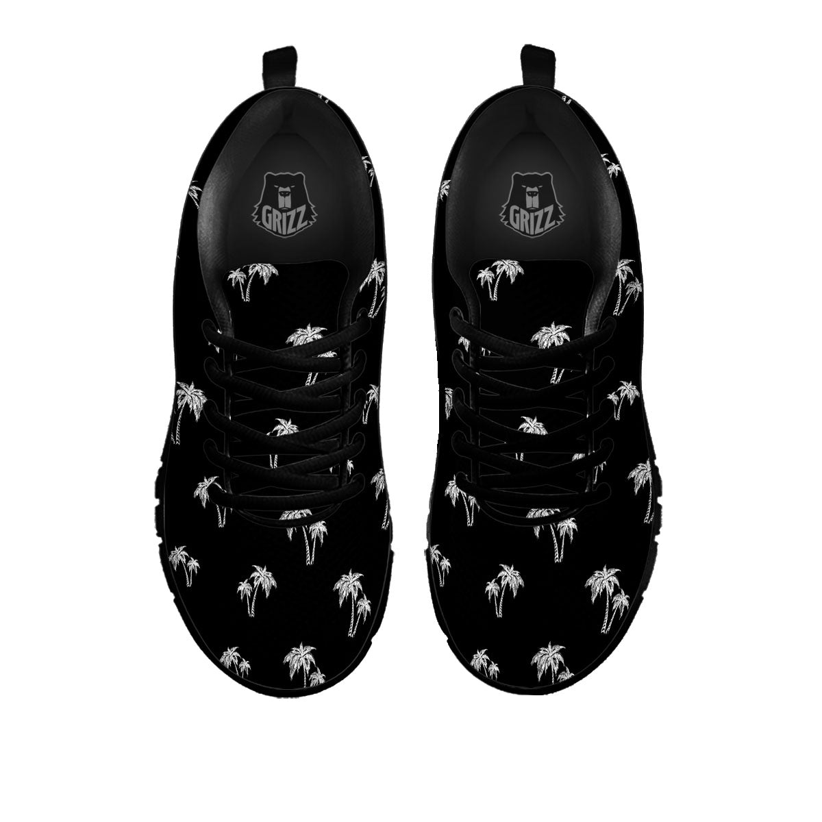 Coconut Tree White And Black Print Black Sneaker-grizzshop