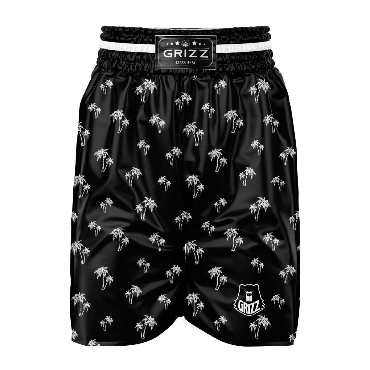 Coconut Tree White And Black Print Boxing Shorts-grizzshop
