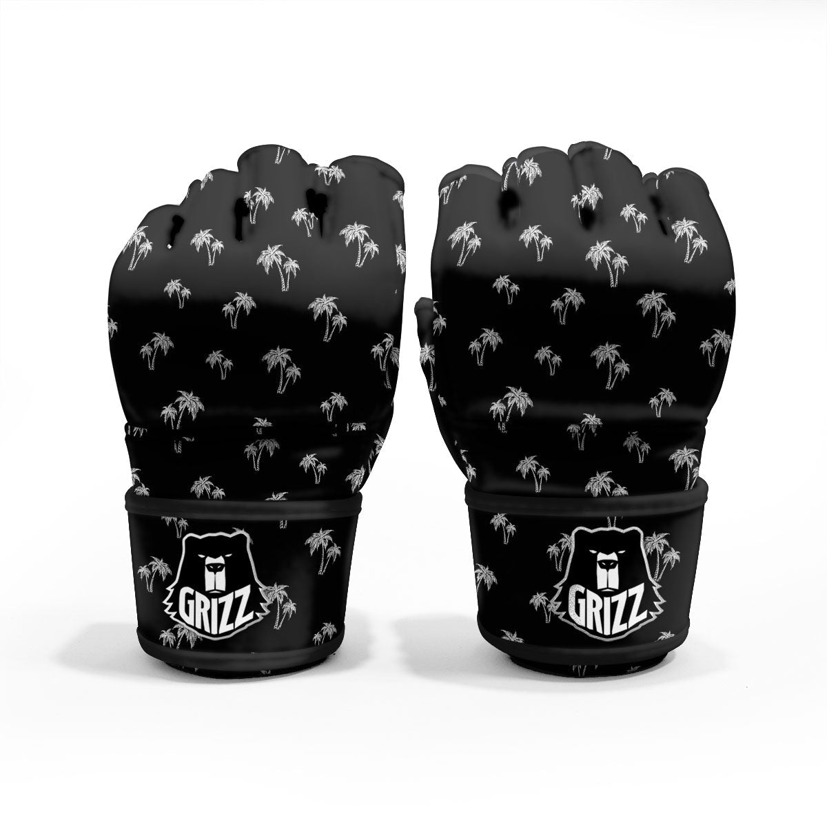 Coconut Tree White And Black Print MMA Gloves-grizzshop