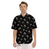 Coconut Tree White And Black Print Men's Short Sleeve Shirts-grizzshop