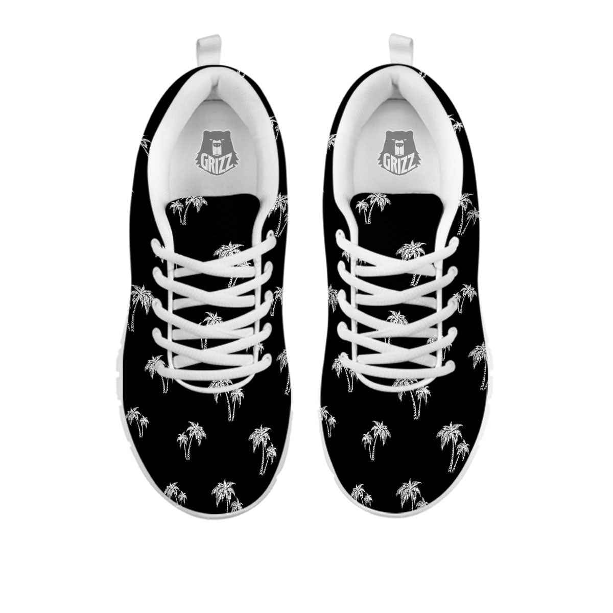 Coconut Tree White And Black Print White Sneaker-grizzshop