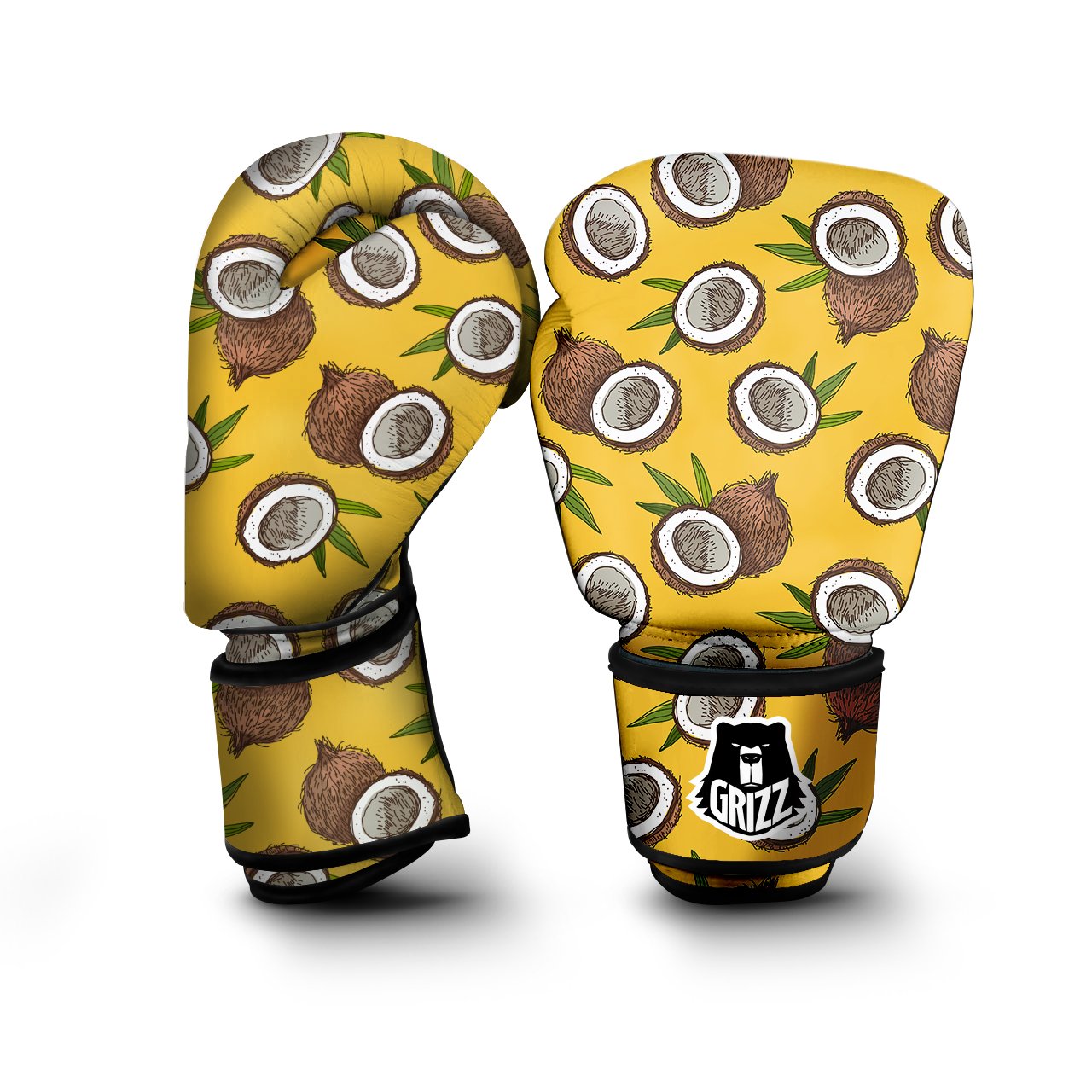 Coconut Yellow Print Pattern Boxing Gloves-grizzshop