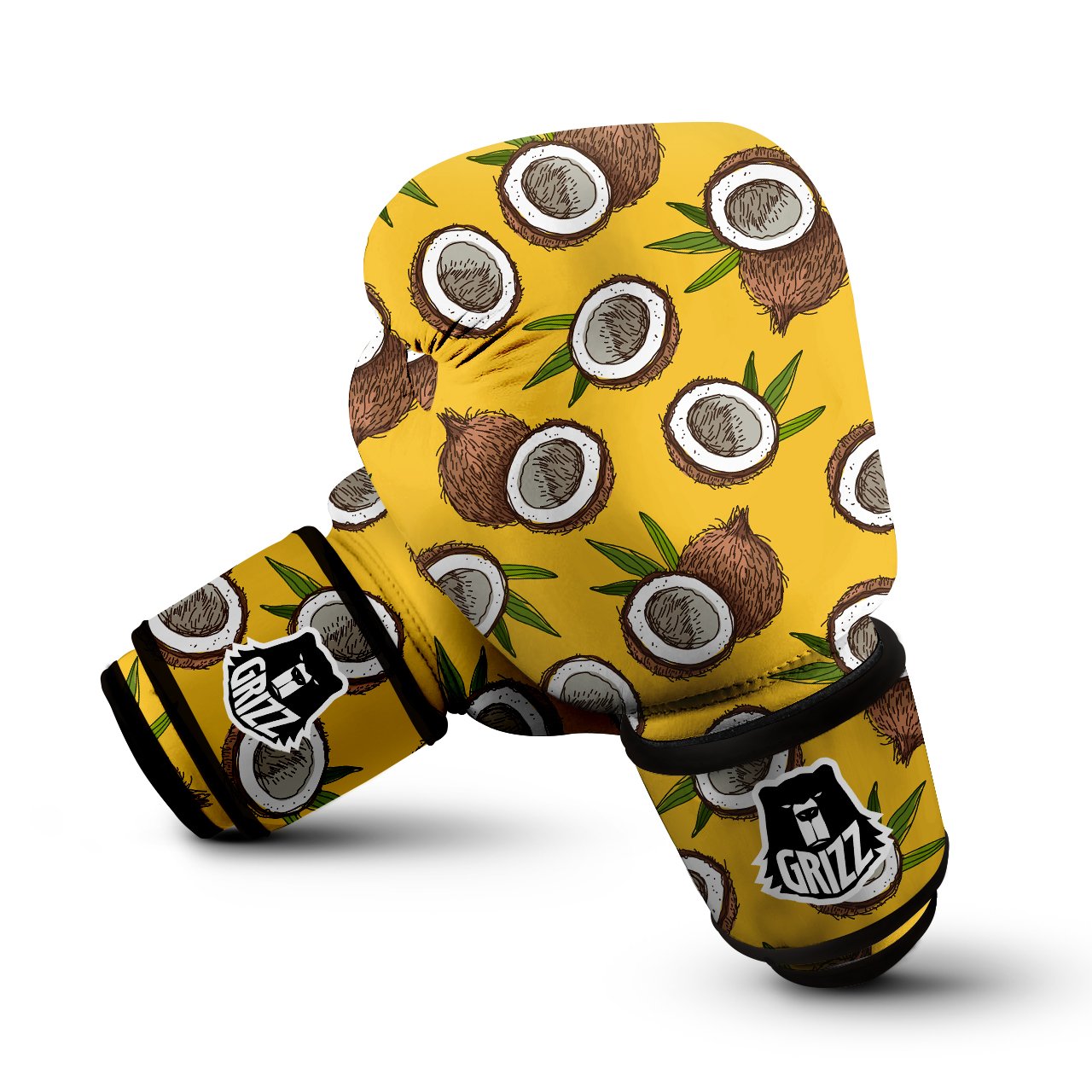 Coconut Yellow Print Pattern Boxing Gloves-grizzshop