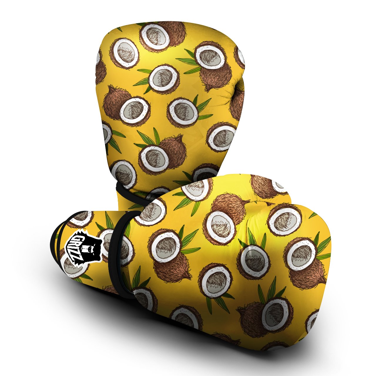 Coconut Yellow Print Pattern Boxing Gloves-grizzshop