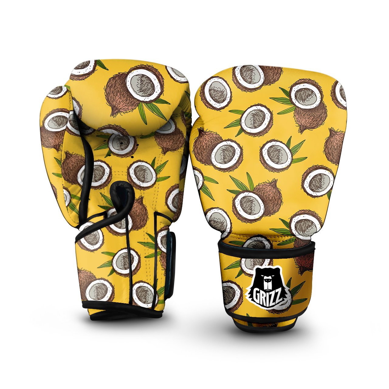 Coconut Yellow Print Pattern Boxing Gloves-grizzshop