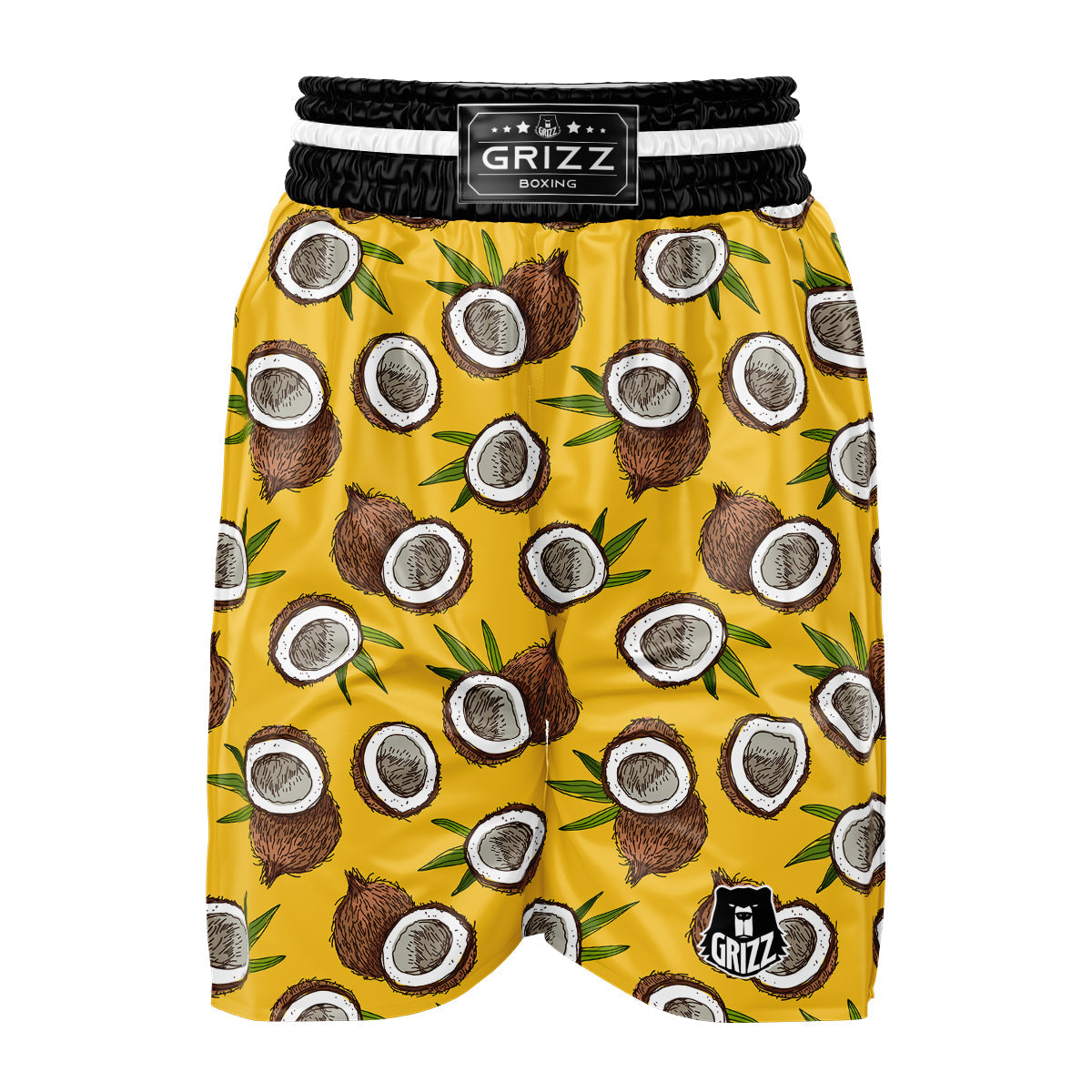 Coconut Yellow Print Pattern Boxing Shorts-grizzshop