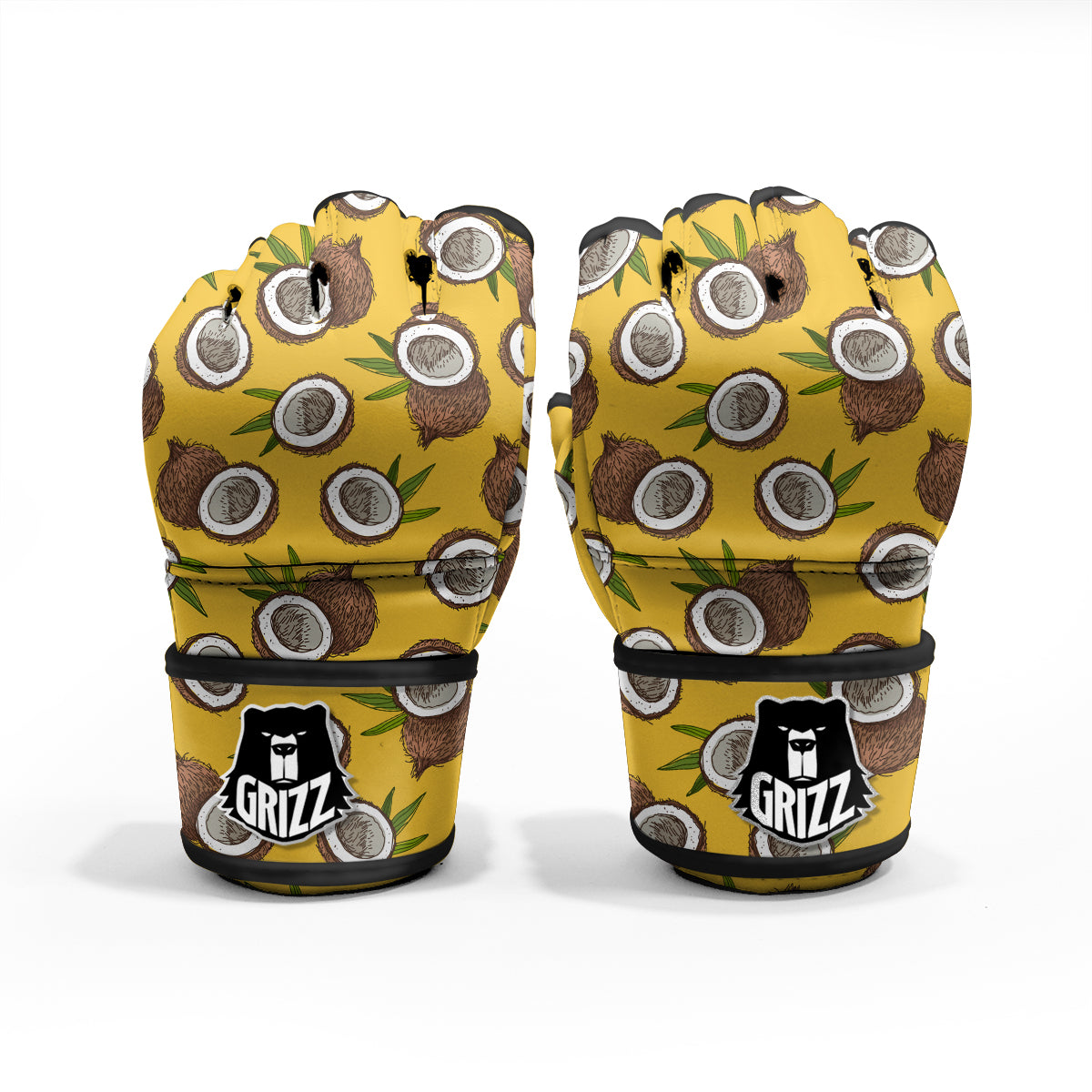 Coconut Yellow Print Pattern MMA Gloves-grizzshop