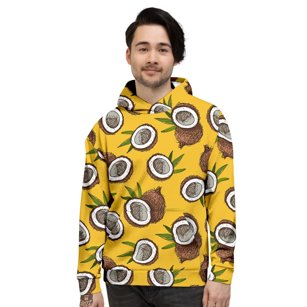 Coconut Yellow Print Pattern Men's Hoodie-grizzshop