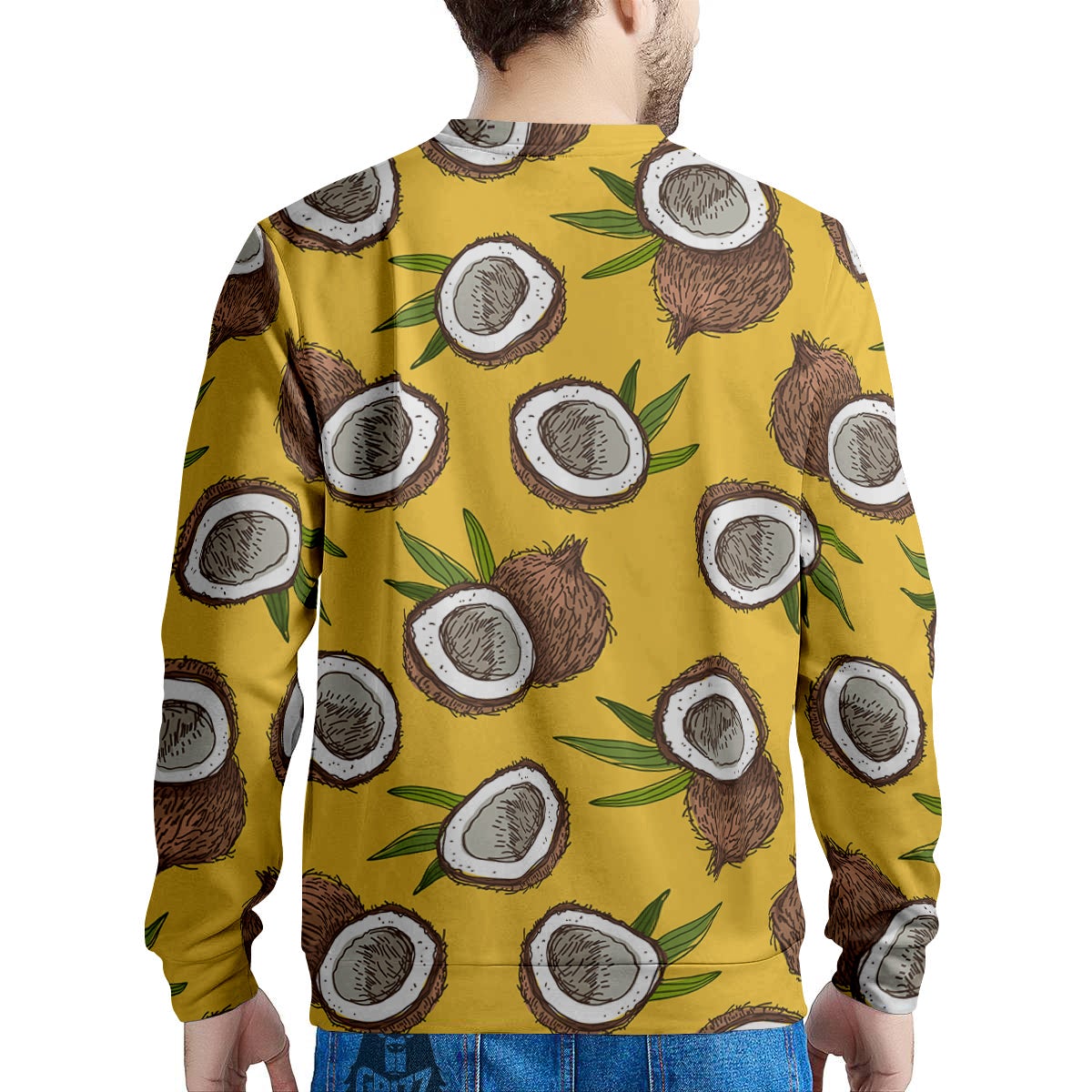 Coconut Yellow Print Pattern Men's Sweatshirt-grizzshop