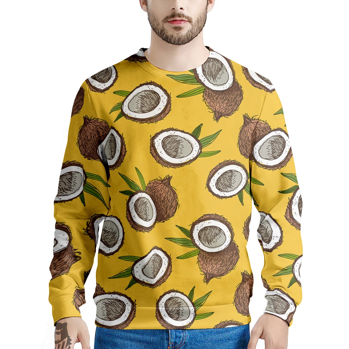 Coconut Yellow Print Pattern Men's Sweatshirt-grizzshop