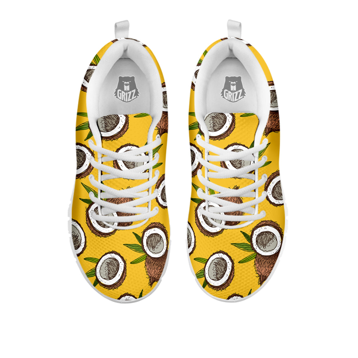 Coconut Yellow Print Pattern White Sneaker-grizzshop