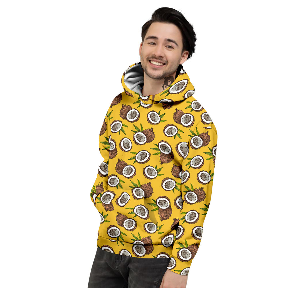 Coconut Yellow Vintage Print Pattern Men's Hoodie-grizzshop