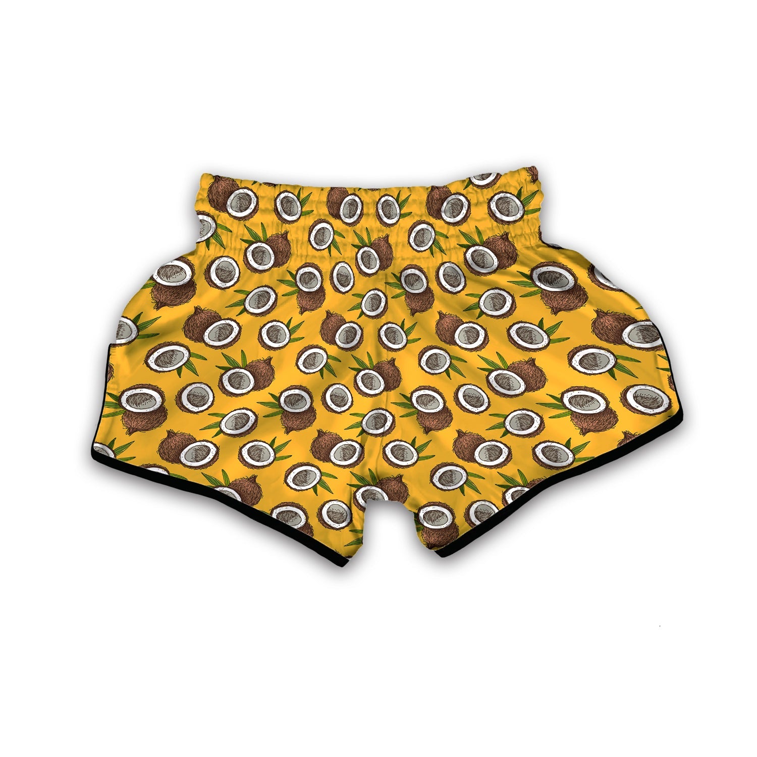 Coconut Yellow Vintage Print Pattern Muay Thai Boxing Shorts-grizzshop
