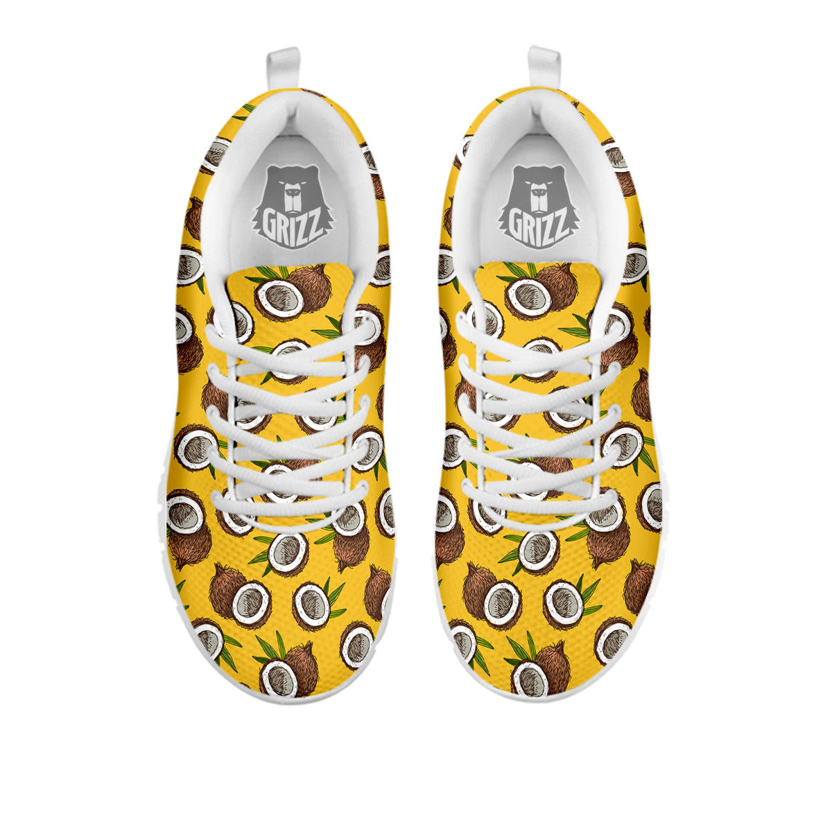 Coconut Yellow Vintage Print Pattern White Sneaker-grizzshop