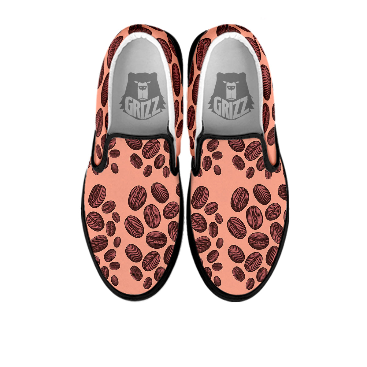 Coffee Bean Vintage Print Pattern Black Slip On Shoes-grizzshop