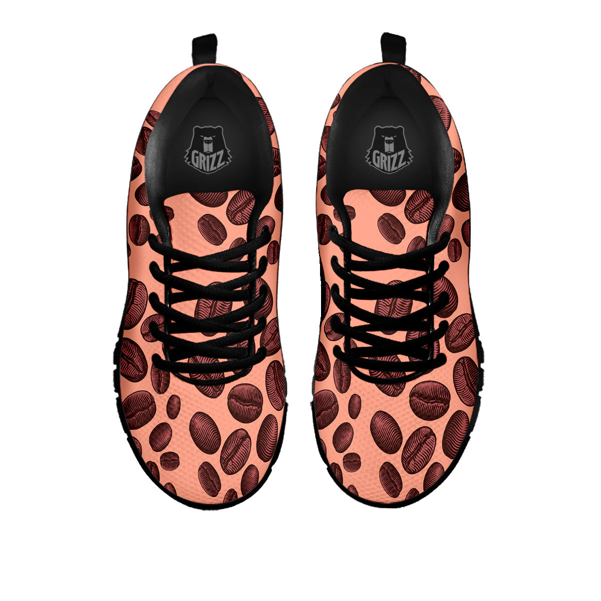 Coffee Bean Vintage Print Pattern Black Sneaker-grizzshop