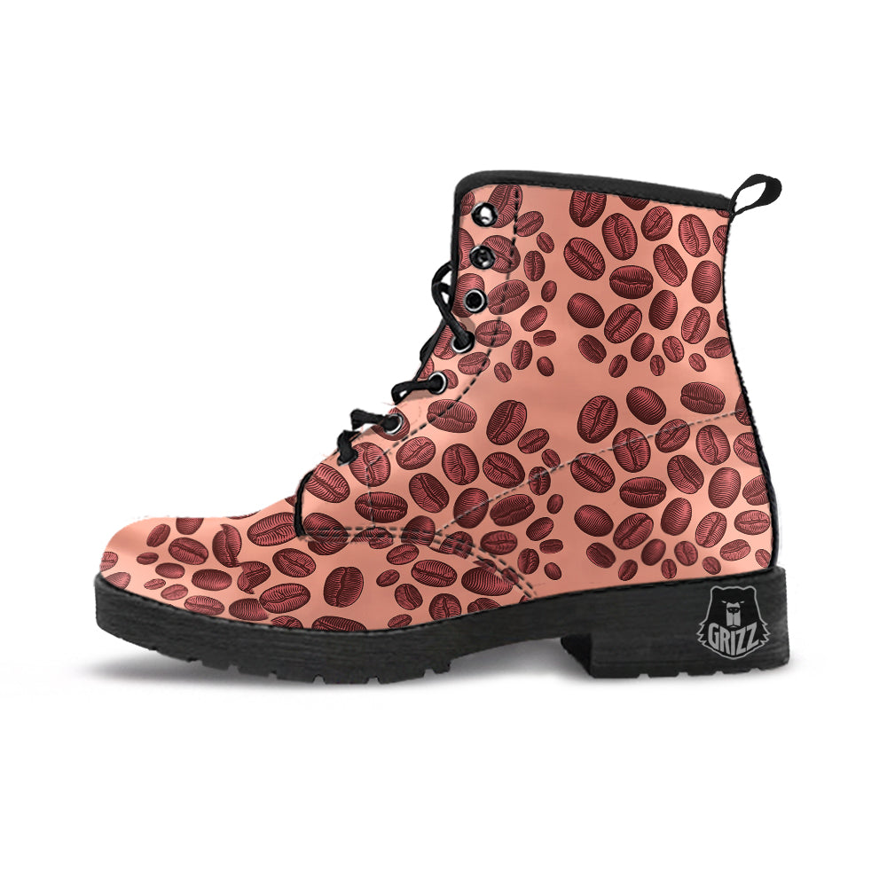 Coffee Bean Vintage Print Pattern Leather Boots-grizzshop
