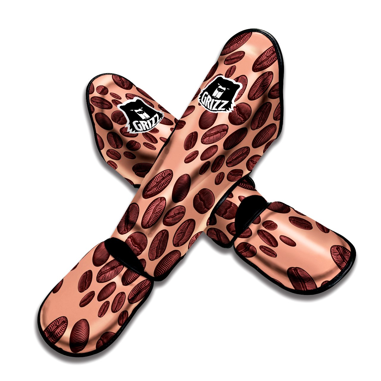 Coffee Bean Vintage Print Pattern Muay Thai Shin Guards-grizzshop
