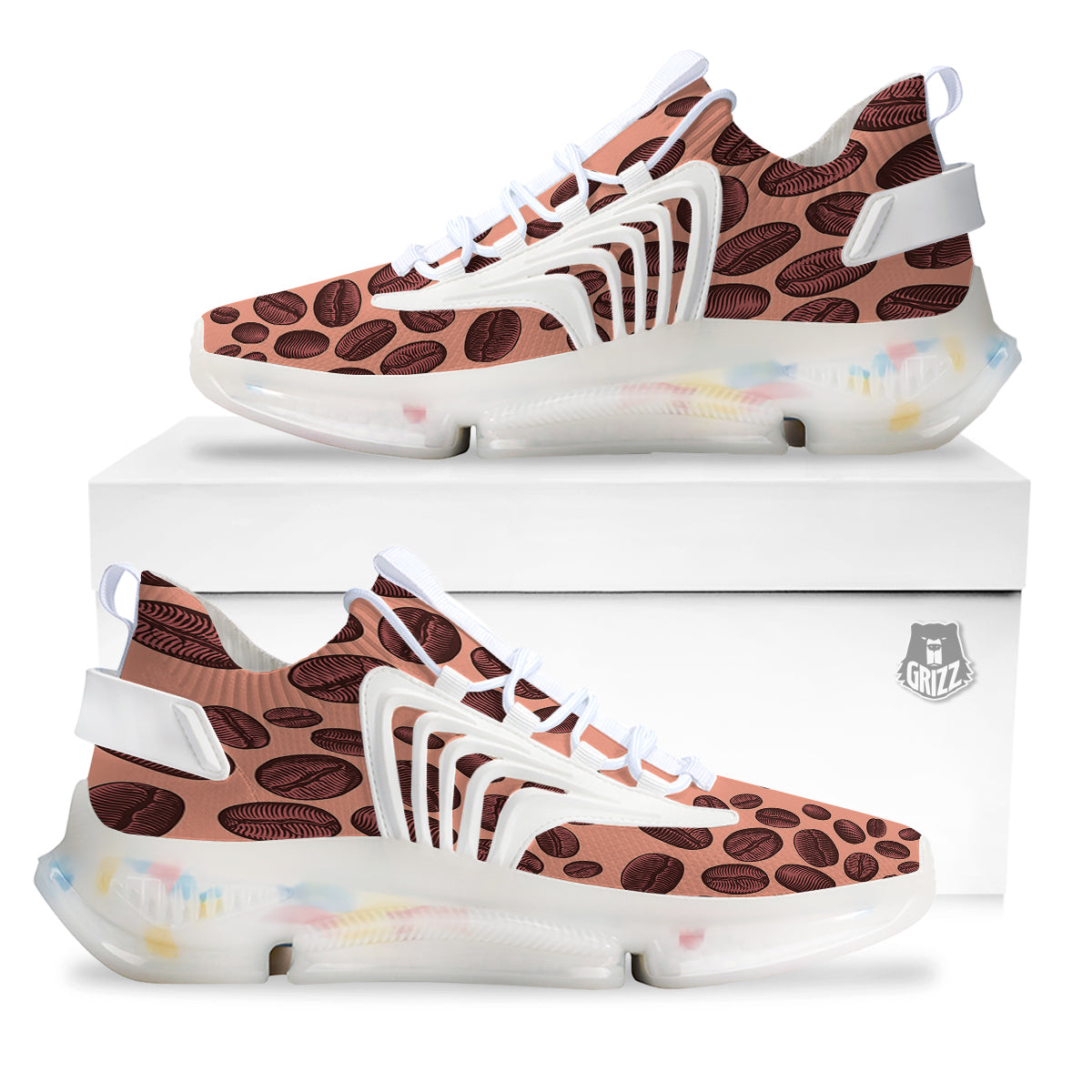 Coffee Bean Vintage Print Pattern White Gym Shoes-grizzshop