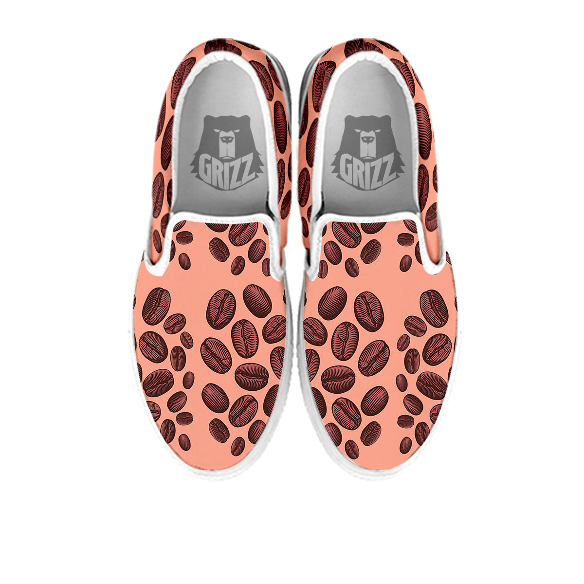 Coffee Bean Vintage Print Pattern White Slip On Shoes-grizzshop