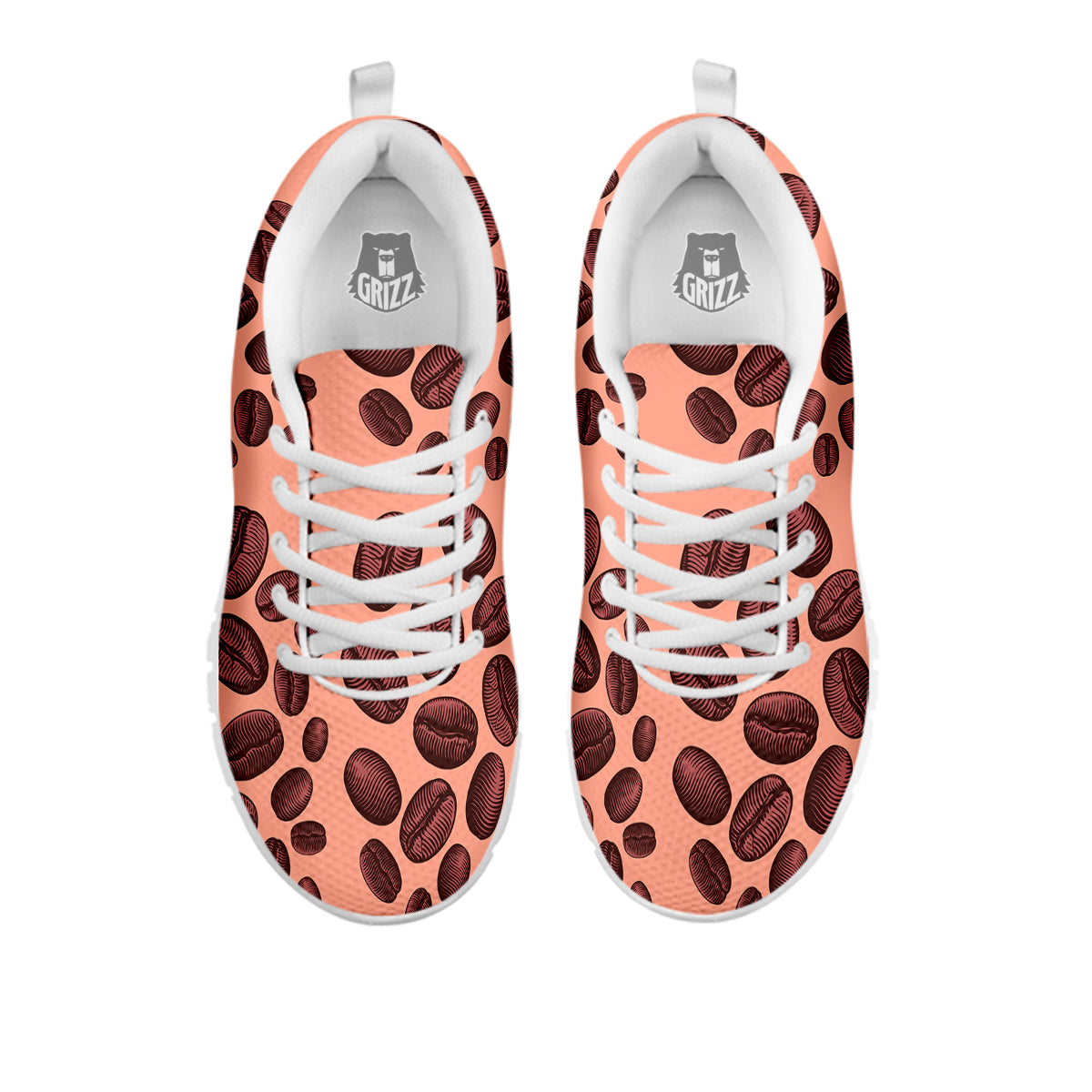Coffee Bean Vintage Print Pattern White Sneaker-grizzshop