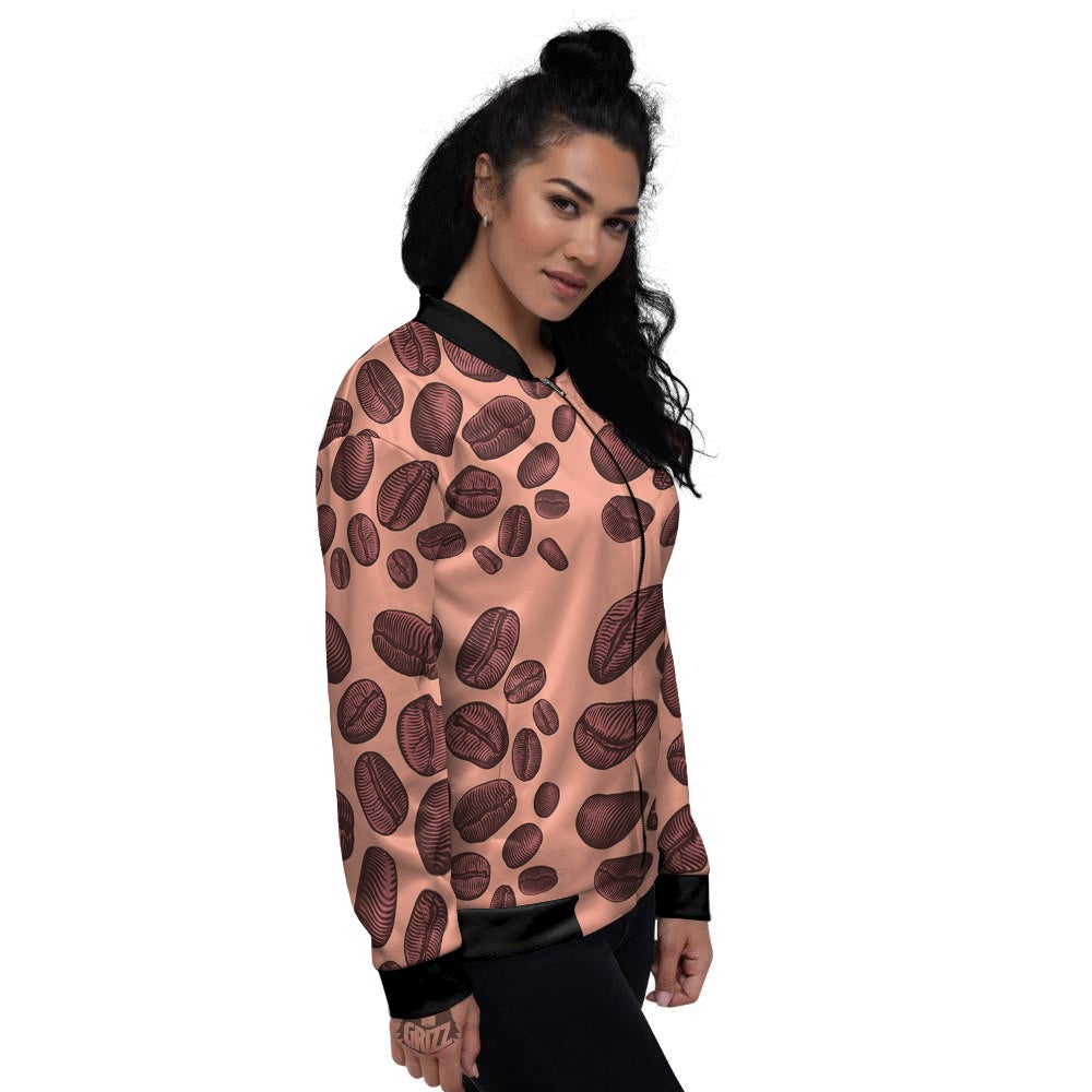 Coffee Bean Vintage Print Pattern Women's Bomber Jacket-grizzshop