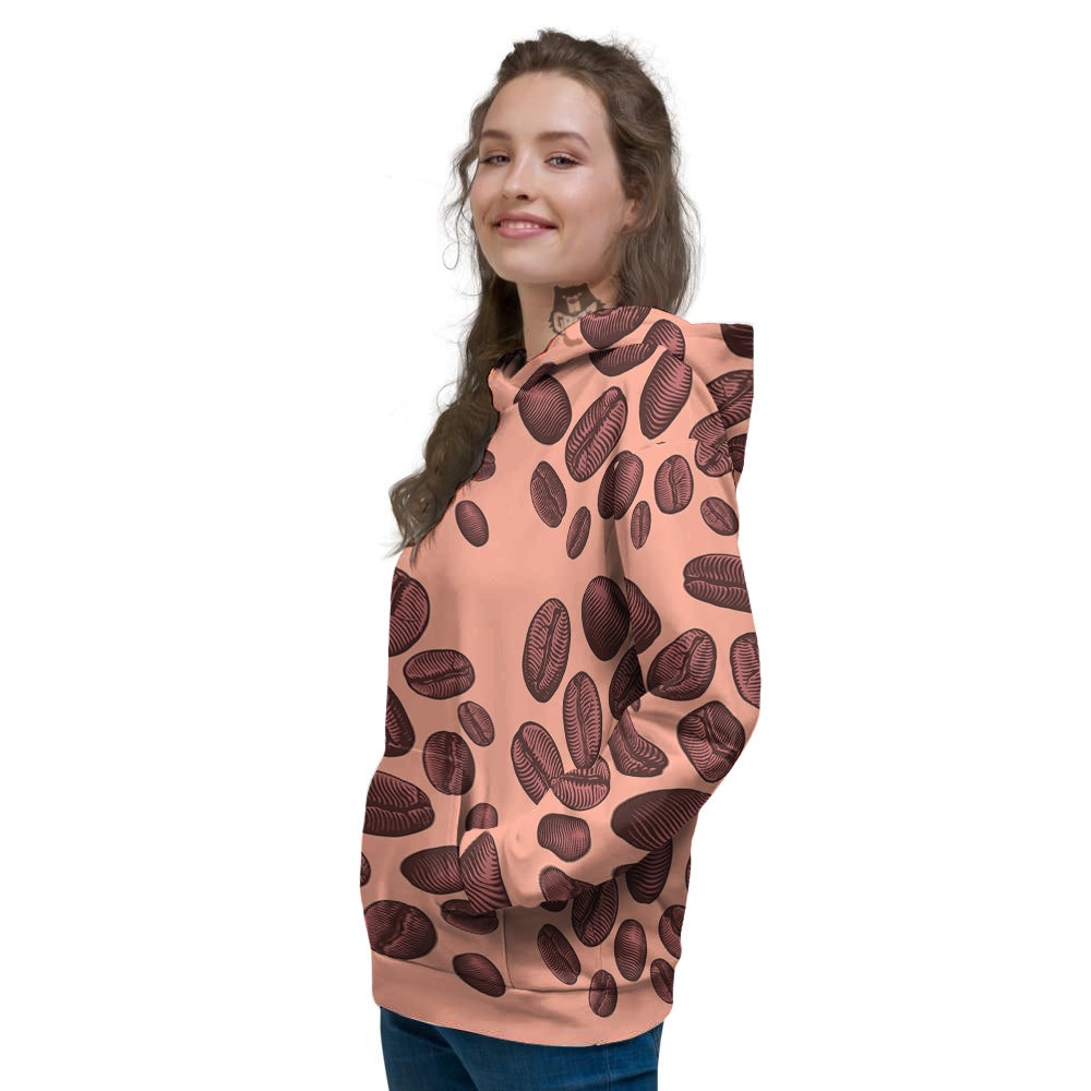 Coffee Bean Vintage Print Pattern Women's Hoodie-grizzshop
