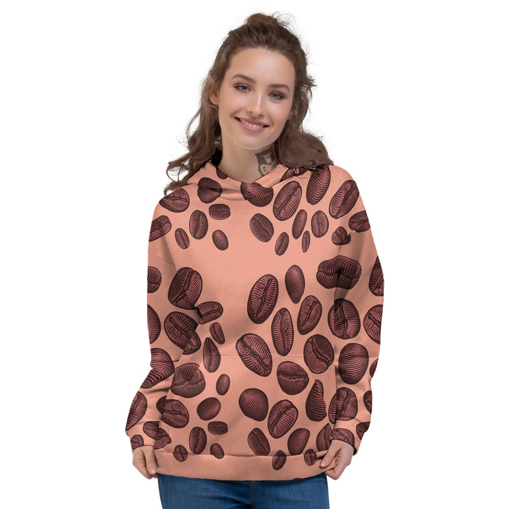 Coffee Bean Vintage Print Pattern Women's Hoodie-grizzshop