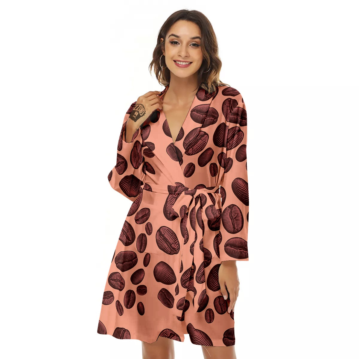Coffee Bean Vintage Print Pattern Women's Robe-grizzshop