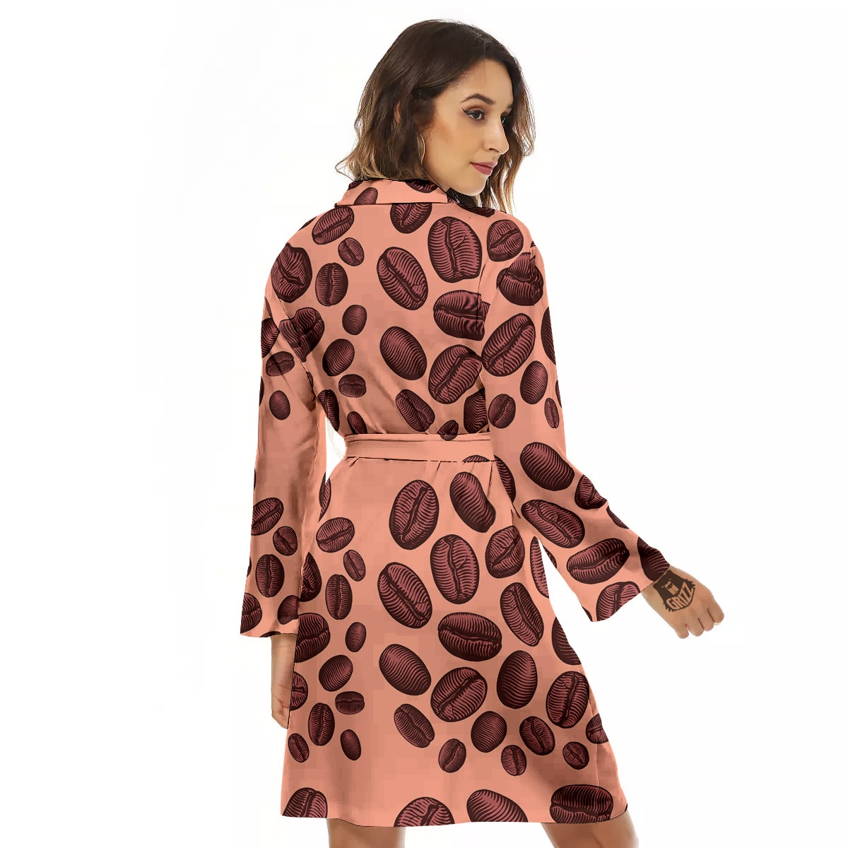 Coffee Bean Vintage Print Pattern Women's Robe-grizzshop