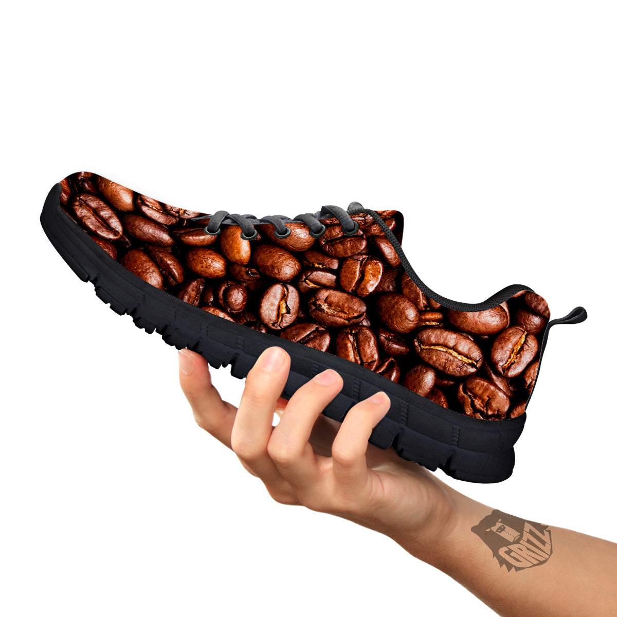 Coffee Beans Print Black Sneaker-grizzshop